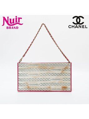 Chanel Shoulder Bag Calf Hair Logo Chain